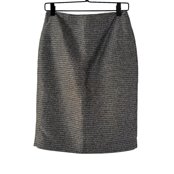 Calvin Klein Womens Pencil Skirt Metallic Above Knee Back Slit Zip Dressy 2 New - Picture 1 of 5
